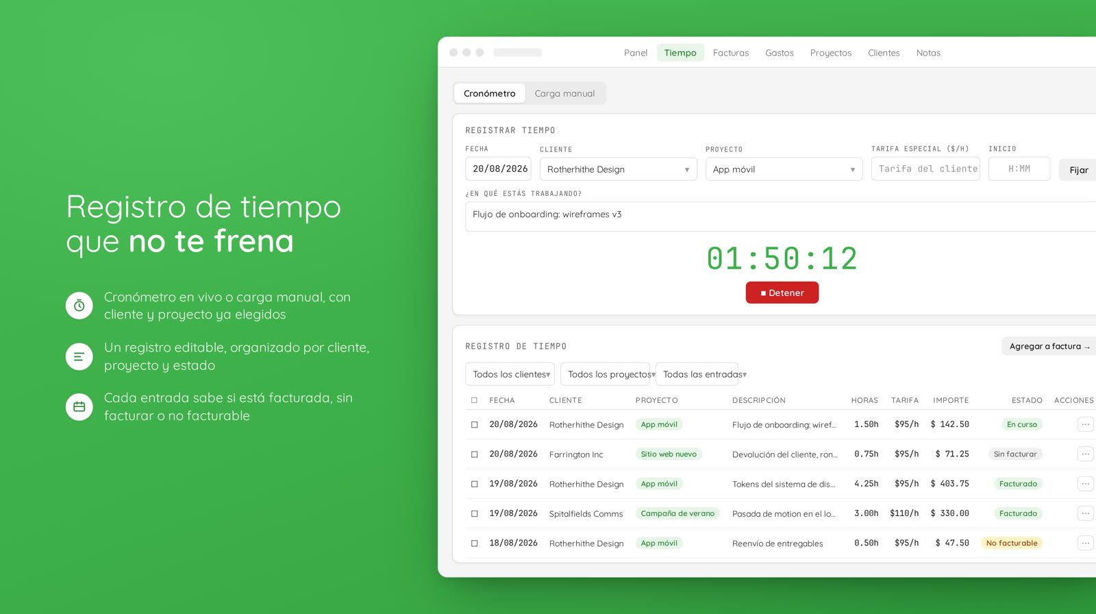 Tibi - registro de tiempo